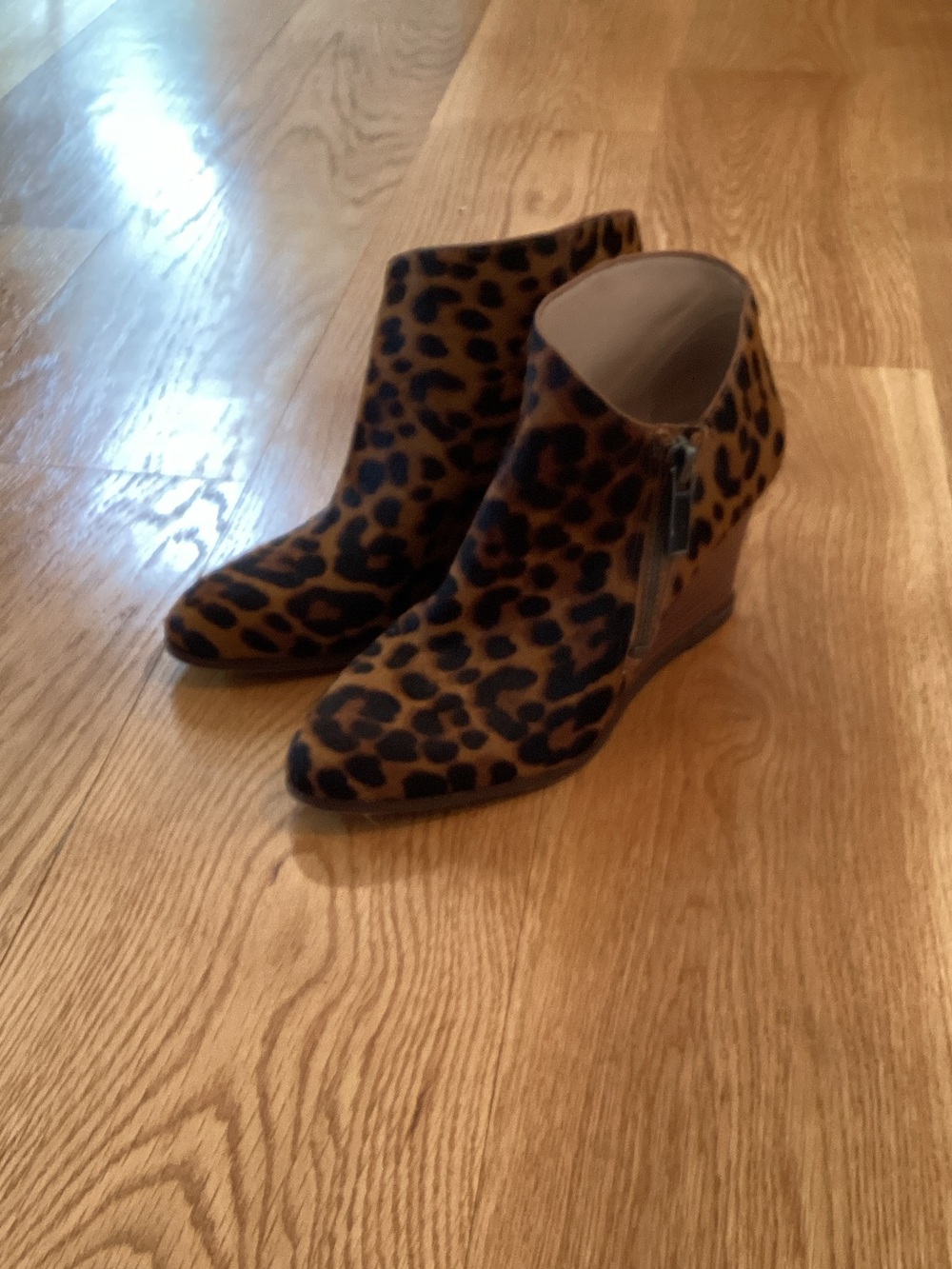 1. State Leopard Print Wedge Ankle Boots - Brown & Black